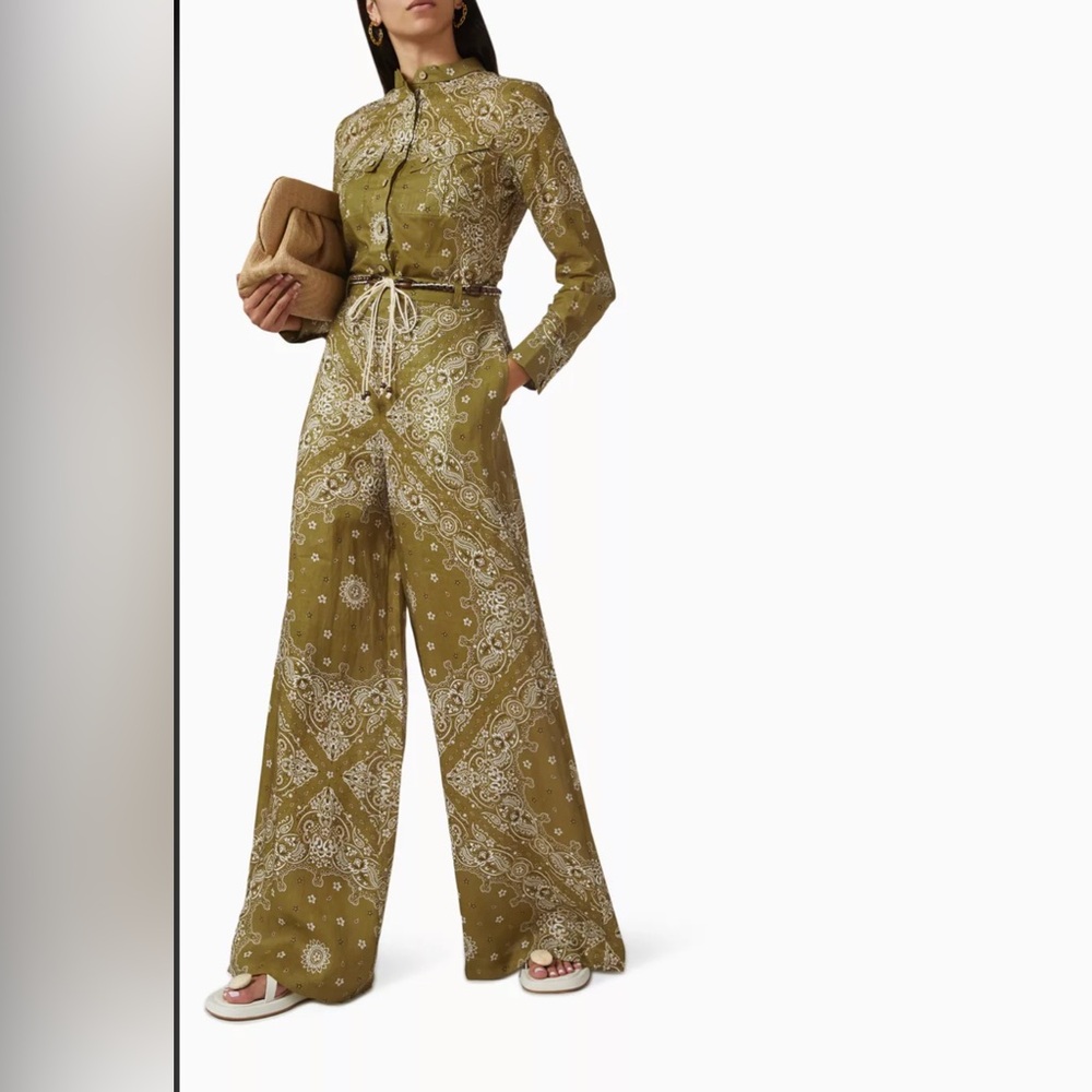 Zimmermann Paisley linen pants with belt
